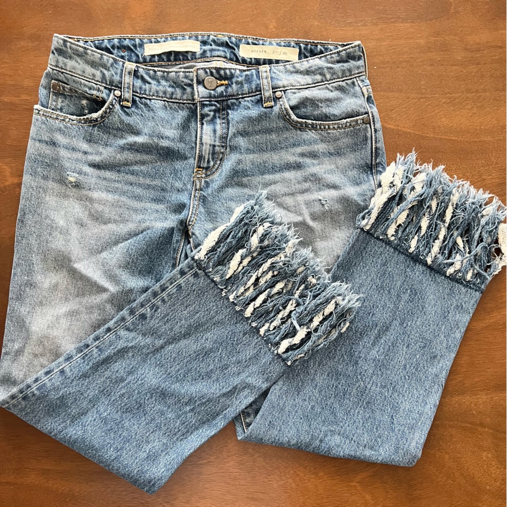Anthropologie Fringed Denim Boot-Cut Jeans